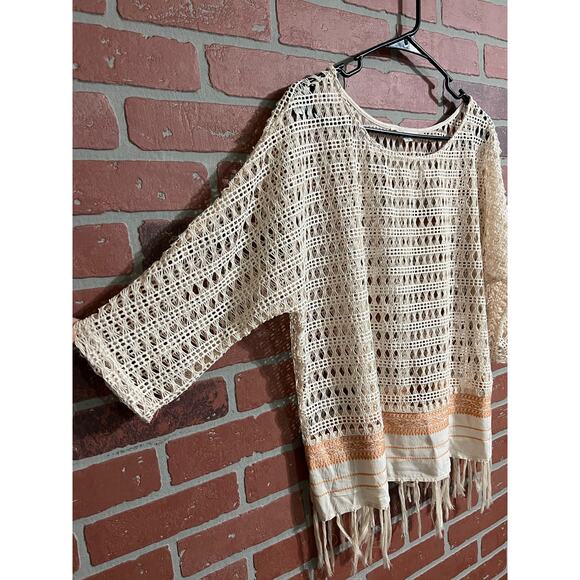 Illa Illa Crocheted Fringed Boho Top - M - Picture 2 of 4